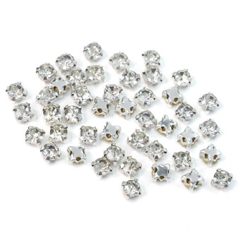 Стразы в цапах пришивные Круглые 3 мм Прозрачный 60 шт.