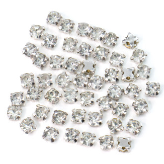 Стразы в цапах пришивные Круглые 4 мм Прозрачный 60 шт.