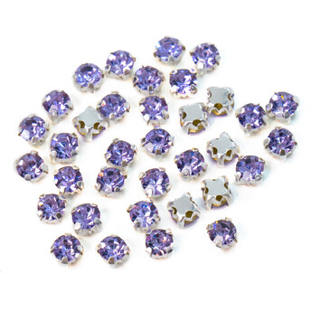 Стразы в цапах пришивные Круглые 4 мм Сиреневый 60 шт.