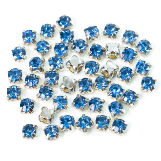 Стразы в цапах пришивные Круглые 4 мм Синий 60 шт.