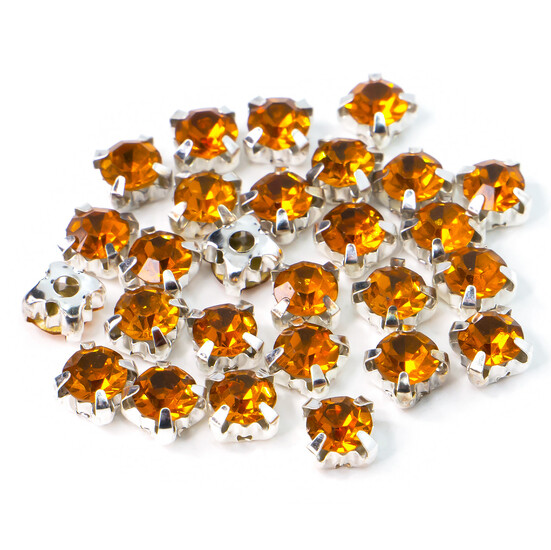 Стразы в цапах пришивные Круглые 4 мм Желтый 60 шт.