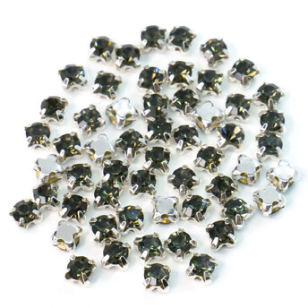 Стразы в цапах пришивные Круглые 4 мм Салатовый темный 60 шт.