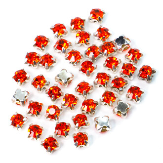Стразы в цапах пришивные Круглые 4 мм Оранжевый 60 шт.