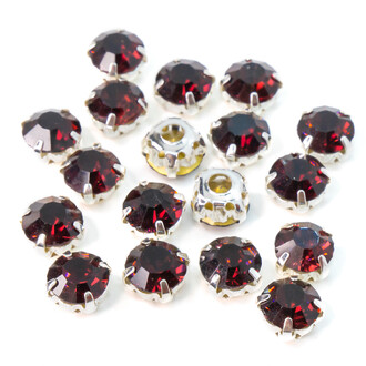 Стразы в цапах пришивные Круглые 8 мм Слива темный 30 шт.