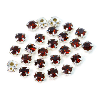 Стразы в цапах пришивные Круглые 4 мм Слива темный 60 шт.