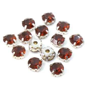 Стразы в цапах пришивные Круглые 8 мм Коричневый 30 шт.