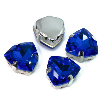 Стразы стекло К9 в цапах Треугольник 12 мм Электрик 3 шт. _СЦ12040