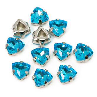 Стразы стекло К9 в цапах Треугольник 7 мм Голубой 4 шт. _СЦ07039