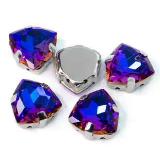 Стразы стекло К9 в цапах Треугольник 12 мм Фиолетово-голубой 3 шт. _СЦ12028