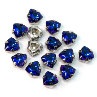 Стразы стекло К9 в цапах Треугольник 7 мм Фиолетово-голубой 4 шт. _СЦ07028