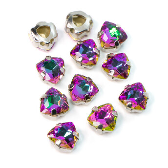Стразы стекло К9 в цапах Треугольник 7 мм Вулканичный 4 шт. _СМ07020