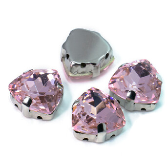 Стразы стекло К9 в цапах Треугольник 12 мм Розовый 3 шт. _СЦ12041