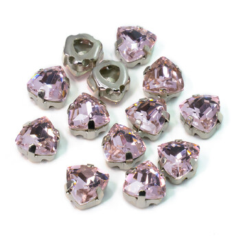 Стразы стекло К9 в цапах Треугольник 7 мм Розовый 4 шт. _СЦ07041