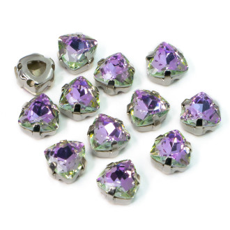 Стразы стекло К9 в цапах Треугольник 7 мм Фиолетовый свет 4 шт. _СЦ07024