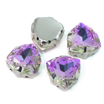 Стразы стекло К9 в цапах Треугольник 12 мм Фиолетовый свет 3 шт. _СЦ12024