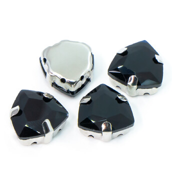 Стразы стекло К9 в цапах Треугольник 12 мм Черный 3 шт. _СЦ12037