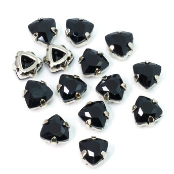 Стразы стекло К9 в цапах Треугольник 7 мм Черный 4 шт. _СЦ07037