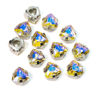 Стразы стекло К9 в цапах Треугольник 7 мм Желтый АВ 4 шт. _СЦ07028