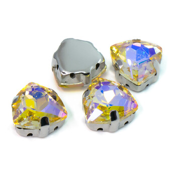 Стразы стекло К9 в цапах Треугольник 12 мм Желтый АВ 3 шт. _СЦ12023