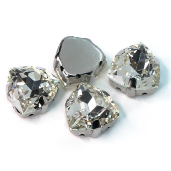 Стразы стекло К9 в цапах Треугольник 12 мм Прозрачный 3 шт. _СЦ12019