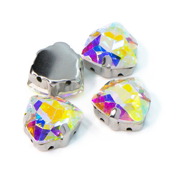 Стразы стекло К9 в цапах Треугольник 12 мм АВ 3 шт. _СЦ12025