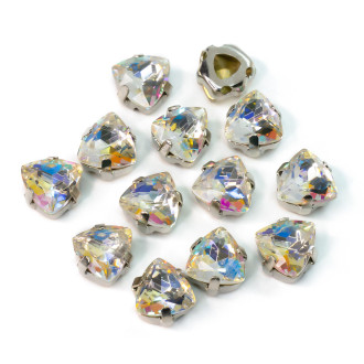 Стразы стекло К9 в цапах Треугольник 7 мм Красочный светлый АВ 3 шт. _СЦ07035