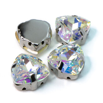 Стразы стекло К9 в цапах Треугольник 12 мм Красочный светлый АВ 2 шт. _СЦ12035