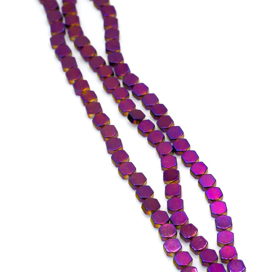 Бусины Шестигранник Гематит 4х4 мм Фиолетово-желтый 40 см +-93 шт.