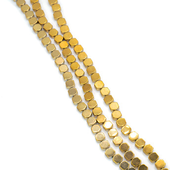 Бусины Шестигранник Гематит 6х6х2 мм Золотистый 40 см +-65 шт.