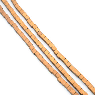 Бусины Квадрат Гематит 3х3 мм Золотистый 40 см +-140 шт.