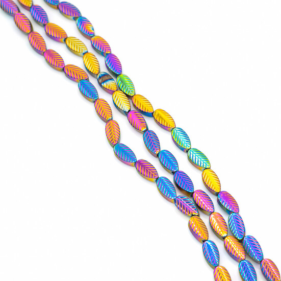 Бусины Листок Гематит 4х7 мм Красочный 40 см +-53 шт.