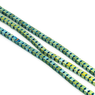 Бусины Квадрат Гематит 3х3 мм Оливково-зеленый 40 см +-140 шт.