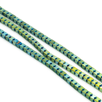 Бусины Квадрат Гематит 3х3 мм Оливково-зеленый 40 см +-140 шт.