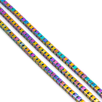 Бусины Квадрат Гематит 3х3 мм Красочный 40 см +-140 шт.