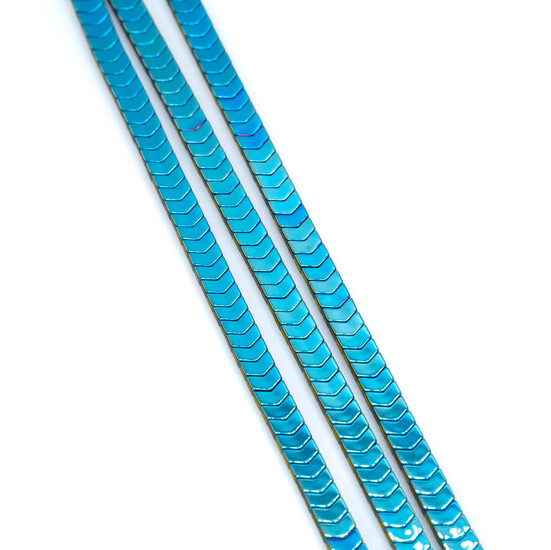 Бусины Змейка Гематит 4х2 мм Голубой 40 см +-180 шт.