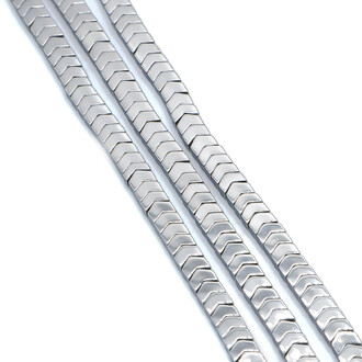 Бусины Змейка Гематит 4х2 мм Серебристый 40 см +-180 шт.