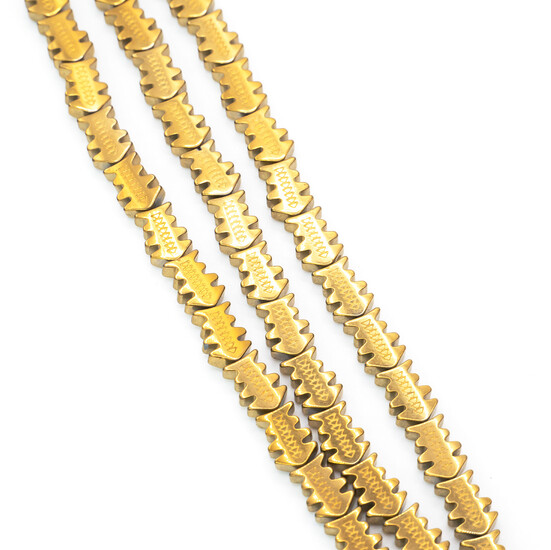 Бусины Рыбка Гематит 4х7 мм Золотистый 40 см +-53 шт.