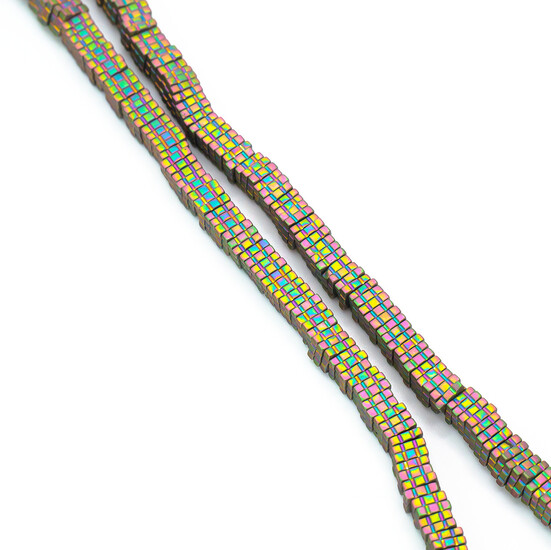Бусины Квадрат Гематит 4х1 мм Красочный 40 см +-330 шт.