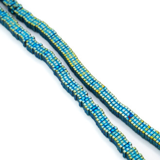 Бусины Квадрат Гематит 4х1 мм Голубой 40 см +-330 шт.