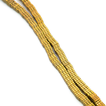 Бусины Квадрат Гематит 4х1 мм Золотистый 40 см +-330 шт.
