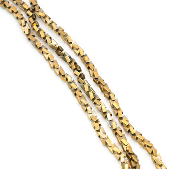 Бусины Змейка Гематит 3х3 мм Золотистый 40 см +-185 шт.