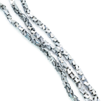 Бусины Змейка Гематит 3х3 мм Серебристый 40 см +-185 шт.