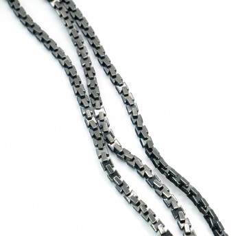 Бусины Змейка Гематит 3х3 мм Серый 40 см +-185 шт.