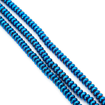 Бусины Рондель Гематит 4х2 мм Голубой 40 см +-180 шт.