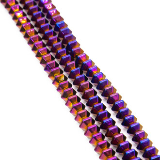 Бусины Рондель Гематит 6х4 мм Фиолетово-желтый 40 см +-95 шт.