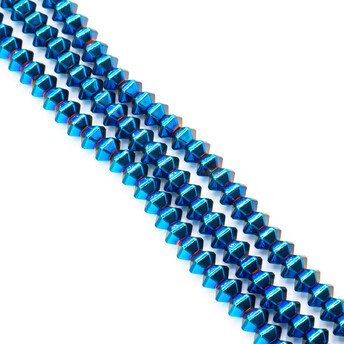 Бусины Рондель Гематит 6х4 мм Голубой 40 см +-95 шт.