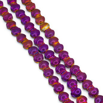 Бусины Ракушка Гематит 8х4 мм Фиолетово-желтый 40 см +-48 шт.