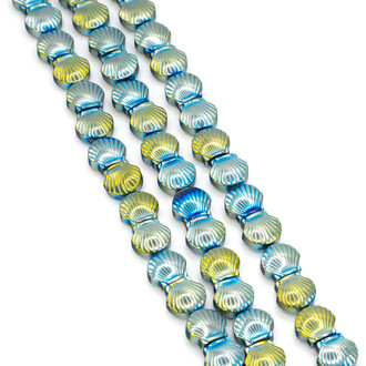 Бусины Ракушка Гематит 8х4 мм Оливково-зеленый 40 см +-48 шт.