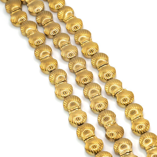 Бусины Ракушка Гематит 8х4 мм Золотистый 40 см +-48 шт.