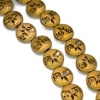 Бусины Дерево Гематит 12 мм Золотистый 10 шт.